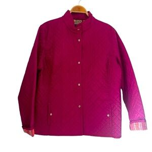Wraps Women’s Sz L Quilted Barn Jacket Coat Pink Lightweight Artsy Snap Coat